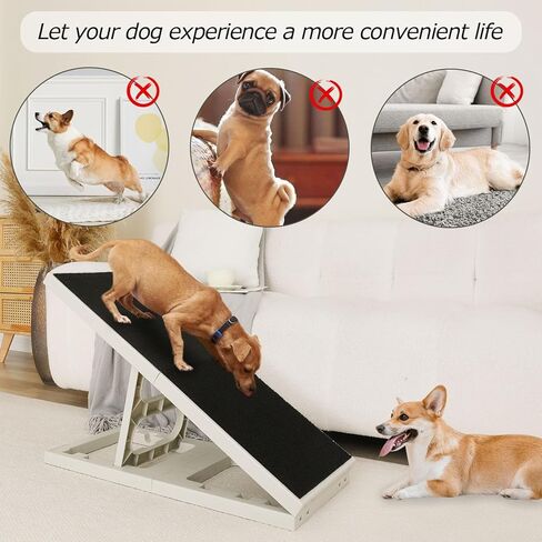 سرير منحدر للكلاب قابل للتعديل للحيوانات الأليفة الصغيرة منحدر للقطط قابل للطي مع سجادة غير قابلة للانزلاق منحدر داخلي للجرو قابل للحمل للأريكة والكرسي in Kuwait