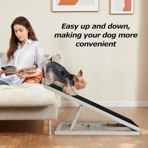 سرير منحدر للكلاب قابل للتعديل للحيوانات الأليفة الصغيرة منحدر للقطط قابل للطي مع سجادة غير قابلة للانزلاق منحدر داخلي للجرو قابل للحمل للأريكة والكرسي in Kuwait