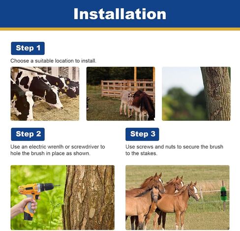2Pcs Livestock Scratching Brush, Horse Scratcher Full Massage Brush Kit, Relieve Itching on The Back of Livestock, Suitable for Horse, Cattle, Sheep, Pig, with Two Sets of Screws,Remove Fleas in Saudi Arabia