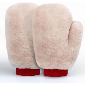 Gracefur A Pair Sheepskin Horse Brush Glove, Horse Tack Sponges Mitts, Horse Grooming Scrubber Mitts for Tack Cleaning, Saddles, Bridles Polishing, and Horse Washing
