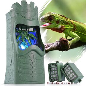 Reptile Water Drinking Fountain with【CI Filtration】, Bad Stuff Filter, Auto Shutdown and LED Refill Reminder, Great for Chameleons, Frogs, Geckos and Iguana Green (an Extra Filter Included)