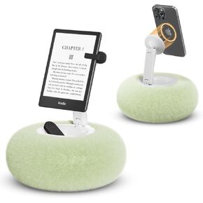 Magnetic Phone Pillow Stand, Adjustable Phone Holder for Bed,Lap,Desk, Cozy Phone Pillow Holder with Bowl and Suction Cup Bottom, Compatible with 3.5-7" Phones/E-Readers/Kindles, Pink