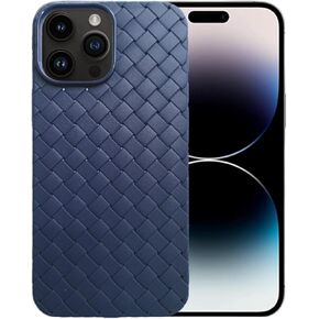 Compatible with iPhone 14 Pro Braided Breathable Mesh Weave Grid Silicone TPU Cell Phone Mobile Basic Back Case Cover (Green)