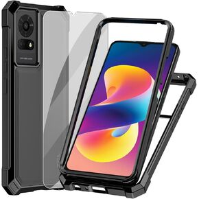 Ailiber for TCL K24 T434D Cell Phone Case, with Screen Protector, Dual Layer Shockproof Bumper, Clear Transparent Anti Yellowing, Slim [Scratch-Resistant] Cover for TCL K24-Blue