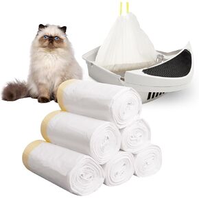 Cat Litter Box Liners Kitty Litter Box Bags with Drawstring, Leak-Proof Cat Pan Liners with 10KG/22LBS Load Capacity for Pet Cat Litter Tray (fit perimeter ≤ 44.8" and H ≤ 9.2", S - 20 Count)