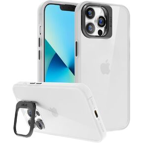 SOOFUN for iPhone 13 Pro Case, Built-in Camera Invisible Stand with Full Lens Protection Translucent Slim Design case for iPhone 13 Pro Shockproof Phone case Cover for Men Women Girls, Black