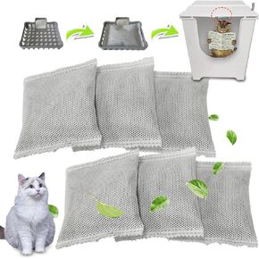 6PCS Activated Charcoal Odor Absorber Bags Compatible with Modkat Flip Cat Litter Box Kit, Natural Freshest Coconut shell Charcoal Bags, Absorb Odors/Control Damp from Pets/Keep Home Fresh