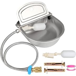 Automatic Water Dispenser for Dogs, Stainless Steel Pet Water Fountain, Large Capacity Automatic Water Dispenser, Outdoor Water Troughs for Livestock, Chicken, Cow, Horse Water Trough