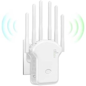 2024 Fastest WiFi Extender Signal Booster with 6 Antennas,WiFi Booster,Covers Up to 1500 Sq.ft and 50 Devices,with 2 Ethernet Port and Ap Mode,Easy to Setup,Suitable for Families