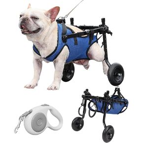 Dog Wheelchair for Back Legs with Pet Traction Rope, Medium Wheelchair for Dogs with Disabled Hind Legs Walking Adjustable Dog Carts with Heavy Duty Wheels
