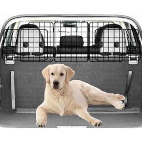 Dog Car Barrier for SUVs, Van, Vehicles, Adjustable Large Pet Barriers, Universal Fit Heavy-Duty Wire Mesh Dog Guard, Foldable Safety Car Divider Gate for Truck Cargo Area