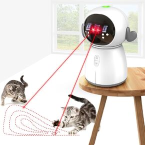 Double Laser Interactive Cat Toy: Cat Toys Interactive for Indoor Cats - Freely Switching Dual Motion Trajectory Activated Rechargeable Automatic Cat Laser Toy for Bored Indoor Adult Cats/Kittens/Dogs