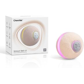 Cheerble 【2025 Upgrade】 Interactive Cat Ball Toy, Wicked Ball M3, Automatic Moving Ball Toy for Indoor Cat Kitten, Smart Anti-Depression Pet Toy Fun Gift with Light