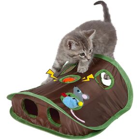 Cat Toys, Interactive 9 Holes Mice Mole, Cat Kitten Toys for Indoor Cats Kitty with Collapsible Cat Play Tunnel, Ultra Fun Teaser Toy for Indoor Cats