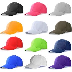 NOBONDO 12 Pack Unisex Baseball Caps - Bulk Wholesale Blank Plain Adjustable Hats for Men & Women