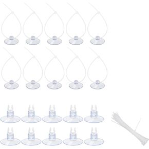 AQUANEAT 20 Pack Aquarium Suction Cups with Clips 3/16" air Hose and Adjustable Zip Ties for Aquarium Fish Tank Decoration Moss Shrimp Nest