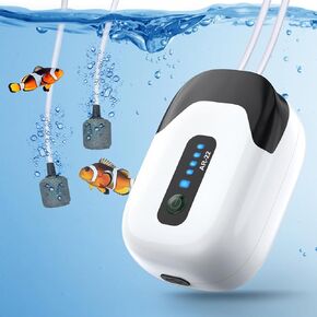 Aquarium Air Pump – High Oxygenation Fishing Bubbler with Adjustable Flow, Lightweight Energy-Efficient Fish Tank Air Pump, Includes Air Stones, Airline Tubing & Check Valve