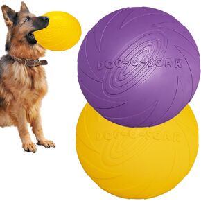 Indestructible Dog Flying Disc, Interactive Dog Flyer Toys, Soft Lightweight Dog Catch and Fetch Toys for Small Medium Large Dogs, Floats in Water & Safe on Teeth, 9.05 Inch (Yellow, 1Pcs)