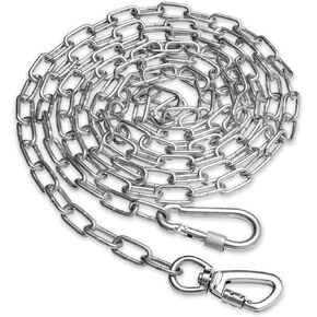 Heavy Duty Dog Chain for Yard-15FT Metal Dog Chain Leash Chew Proof,Long Dog Lead for Outside with Strong Swivel Hook,Outdoor Dog Runner for Camping,Dog Tie Out Cable for Small Medium Dog up to 90LBS