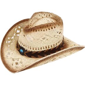 TOVOSO Straw Cowboy Hat for Women and Men with Shape-It Brim, Western Cowboy Hat