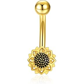 POPLYKE 925 Sterling Silver Daisy Sunflower Bee Evil Eyes Belly Button Rings Evil Eyes Navel Rings for Women Belly Ring Body Piercing Jewelry