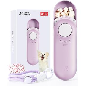 Clicker Dog Trainer & Dog Treat Pouch Alternative Dual Use 2 in 1 Dog Clicker for Training - Durable, Light (2.36 oz), Easy to Clean & Handle, Fast to Fill, Innovative Design, Purple - Click Design