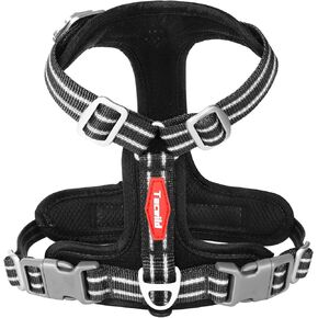 Dog Harness - Adjustable & Reflective, Soft Padding, Ergonomic Multi-Point Fit for Daily Use(Black-M)