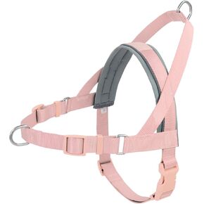 Wisedog No Pull Dog Harness Small Medium Sized Dog, Adjustable Webbing Dog Halter Harness for Large Dogs, with Soft Padded, Reflective (Gossamer Pink, L|Neck=18.5"-22"/Chest=27"-35.5")
