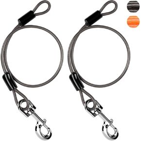 Chew Proof Dog Leash Extender, Wire Rope Leash Extension for Small Medium and Large Dogs, Dog Leads for Walking and Training Puppies, 24'' Dual Leash for 2 Dogs, Metal Cable Lead for Collar &Harness
