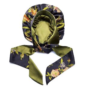 Wild Rose 100% Pure Silk Hair Bonnet Luxurious Reversible Wonder Loop Mulberry Silk for Curly Hair - Ultimate Sleeping Companion with Ties for Women - Handmade in USA