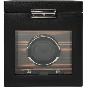WOLF 457156 Roadster Single Watch Winder with Cover and Storage, Black