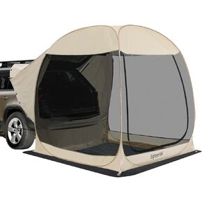 EighteenTek Camping Screen Tent/SUV Tent, Outdoor Pop Up Tent for Camping with Shelter Mesh & Waterproof PVC, Instant Tent Screen House Portable for Car SUV Van Camping