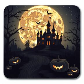 أنماط تصميم فني فريد من نوعه من Scary Castle Halloween Vibes، لوحة ماوس ألعاب مطاطية ذات سطح أملس غير قابلة للانزلاق للكمبيوتر المكتبي والكمبيوتر المحمول والمكتب مقاس 9.5 × 7.9 بوصة (التصميم 1)