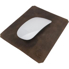 Rustic Rectangle Shape Mouse Pad Handmade from Full Grain Leather - Anti-Slip & Durable Stitched - Gaming Mousepad for Computer, Laptop - Bourbon Brown