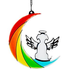 Stained Glass Dog Memorial Gifts for Loss of Dog, Pure Handmade Pet Memorial Gifts for Dogs, Loss of Dog Sympathy Gift, Dog Bereavement Gift, Memorial Dog Passing Away Gifts (Rainbow Bridge)