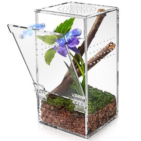 Jumping Spider Enclosure - 3x3x6 Inch Mini Tarantula Enclosure, Small Jumping Spider Accessories terrarium, Acrylic Full Transparency Child Play Tortoise Enclosure, Bug Terrarium, Spider Terrarium