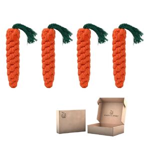 Soft Version: Orange Carrot Rope Chew Toys 4pc for Puppies,Dog Rope Toys, Puppy Teething Toys, Dog Chew Toys, Dog and Cat Chew Toys,(Orange)