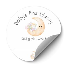 Baby's First Library Stickers, Bookplate Stickers Baby Shower, Sticker Labels for Book, Stickers for Books, Personalized Bookplate - Set of 48 stickers - Made in USA