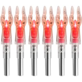 6PCS X Lighted Nocks for Arrows with .204 .233 .244 .246 Inside Diameter with H, S, GT Bushings LED Arrow Nocks, High-Visibility Lighted Knocks, Light Up Nocks with ON/Off Switch for Archery Hunting
