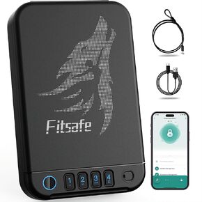 Biometric Gun Safe for Handguns, Quick Access with 4 Methods: Fingerprint, Digital Keypad, Key, and App，Ideal for Nightstand and Home Security