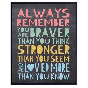 Positive Quote Wall Art Room Decor - Motivation Inspiration Home decoration for Girl, Boy, Kids Bedroom, Nursery - Gift for Woman, Best Friend, BFF, Teens, Daughter - A. A. Milne Unframed