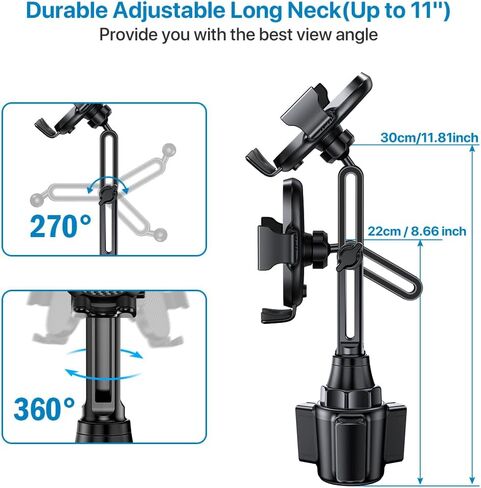 Miracase Cup Holder Tablet Mount for Car, Adjustable Long Neck Car Tablet Holder Friendly Compatible with iPad, Pro, Air, Mini Samsung Galaxy Tab, All 6.1-12.9" Tab in Saudi Arabia