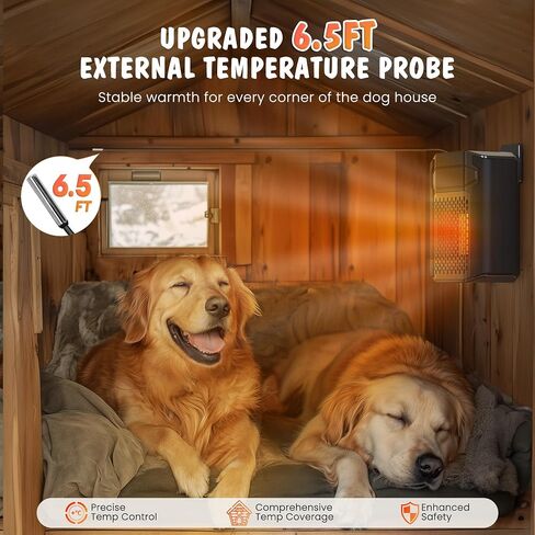Dog House Heater with Thermostat APP WIFI Control, 500W Dog House Heaters for Outside Doghouse kennel Chicken Coop, Outdoor Pet House Heater with 6.5FT External Temperature Probe&Adjustable Temp Timer in Saudi Arabia
