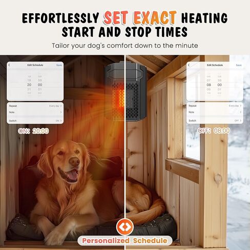 Dog House Heater with Thermostat APP WIFI Control, 500W Dog House Heaters for Outside Doghouse kennel Chicken Coop, Outdoor Pet House Heater with 6.5FT External Temperature Probe&Adjustable Temp Timer in Saudi Arabia