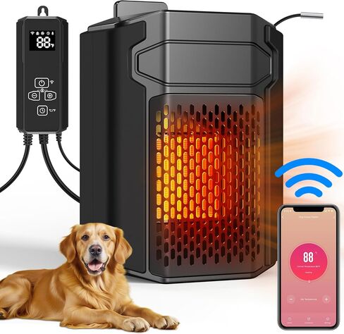 Dog House Heater with Thermostat APP WIFI Control, 500W Dog House Heaters for Outside Doghouse kennel Chicken Coop, Outdoor Pet House Heater with 6.5FT External Temperature Probe&Adjustable Temp Timer in Saudi Arabia