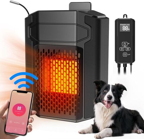 سخان بيت الكلب مع ترموستات، تطبيق سخان الكلب بقدرة 500 واط للتحكم في WIFI، سخانات بيت الكلب للخارج في بيت الكلب مع مسبار درجة الحرارة الخارجية 6.5 قدم، سخان بيت الحيوانات الأليفة مع درجة حرارة ومؤقت قابلين للتعديل in Saudi Arabia