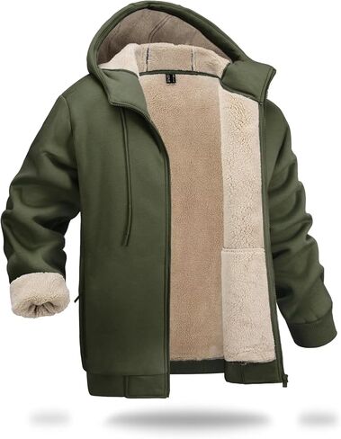 Boladeci Men's Full Sherpa Hoodie Zip Up Sweatshirts Winter Heavyweight Thermal Warm Thick Fleece Cotton Hoodie in Saudi Arabia