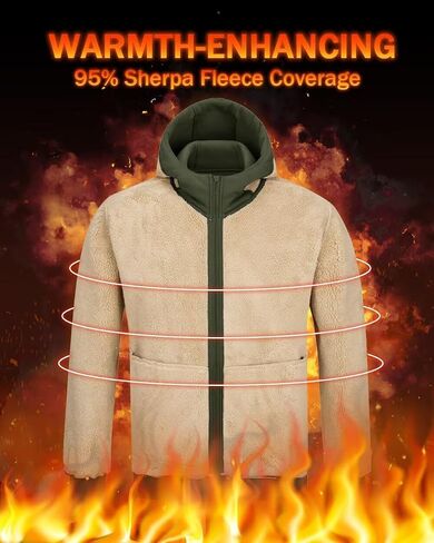 Boladeci Men's Full Sherpa Hoodie Zip Up Sweatshirts Winter Heavyweight Thermal Warm Thick Fleece Cotton Hoodie in Saudi Arabia