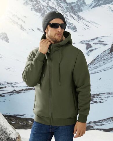 Boladeci Men's Full Sherpa Hoodie Zip Up Sweatshirts Winter Heavyweight Thermal Warm Thick Fleece Cotton Hoodie in Saudi Arabia