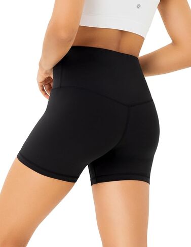 YUNOGA Women's High Waisted Yoga Short 4" Inseam Workout Athletic Biker Shorts (M, Amber Yellow) in Saudi Arabia